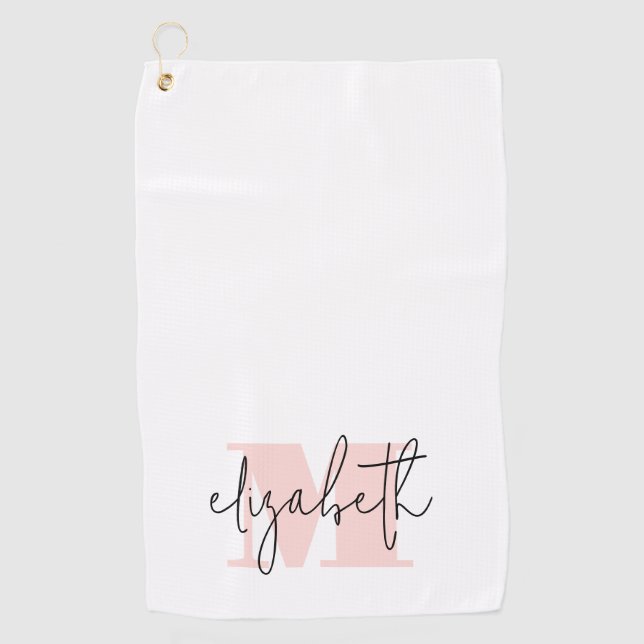 Modern Feminine Monogram Custom Golf Towel (Front)
