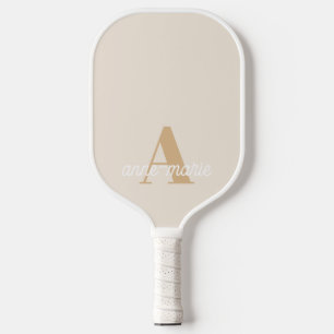 Modern Feminine Pastel Monogram Script Custom Name Pickleball Paddle