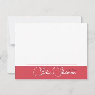 Modern Feminine Script Hibiscus Red Minimalist Card