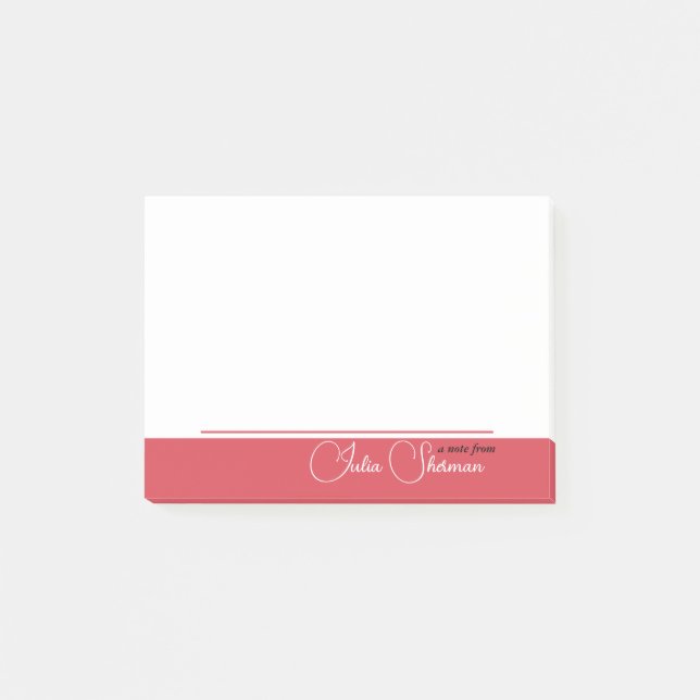 Modern Feminine Script Hibiscus Red Minimalist Post-it Notes (Front)
