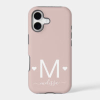 Modern feminine script monogram blush pink
