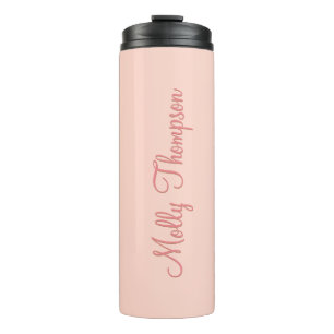 Modern Feminine Soft Pink Script Custom Name Thermal Tumbler