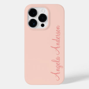 Modern Feminine Solid Soft Pink Script Custom Name Case-Mate iPhone 14 Pro Case