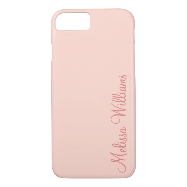 Modern Feminine Solid Soft Pink Script Custom Name Case-Mate iPhone Case (Back)
