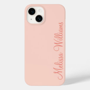 Modern Feminine Solid Soft Pink Script Custom Name Case-Mate iPhone 14 Case