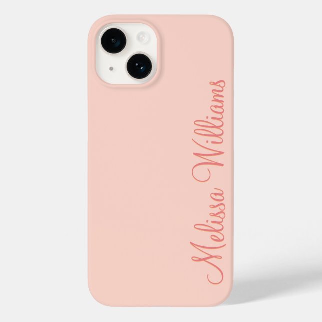 Modern Feminine Solid Soft Pink Script Custom Name Case-Mate iPhone Case (Back)