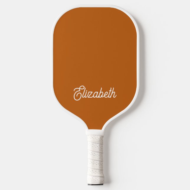 Modern Feminine Terracotta Script Custom Name Pickleball Paddle (Front)