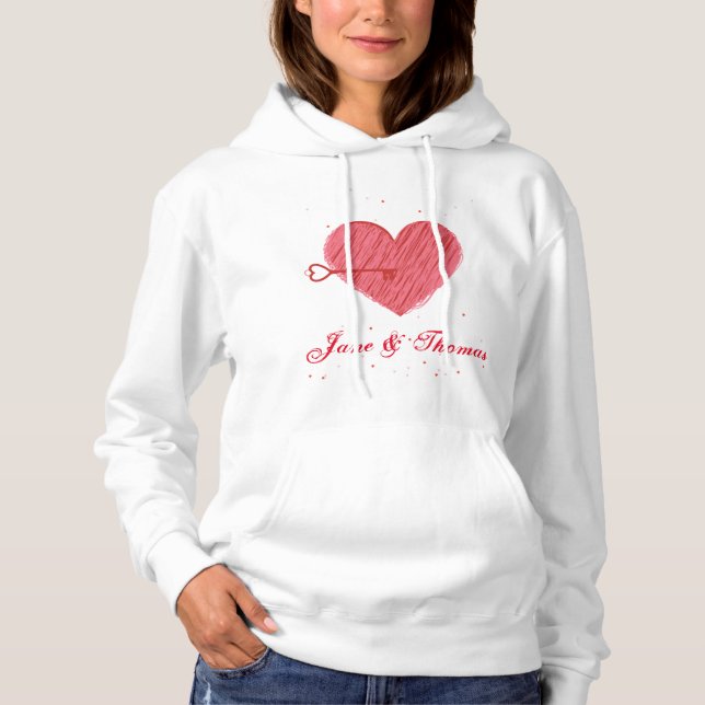 Modern Feminist Trendy Cute Heart Valentines Day Hoodie (Front)