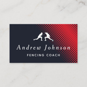 Modern Fencing Coach Instructor Fencer Red & Black Business Card