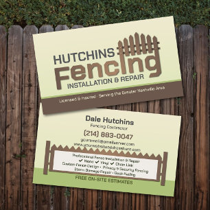 Modern Fencing Contractor Installation Repair Business Card