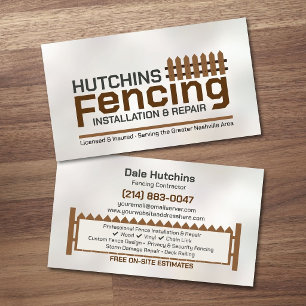 Modern Fencing Contractor Installation Repair Business Card