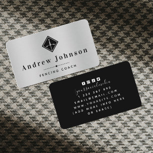 Modern Fencing Logo Coach Instructor Fencer Sports Business Card