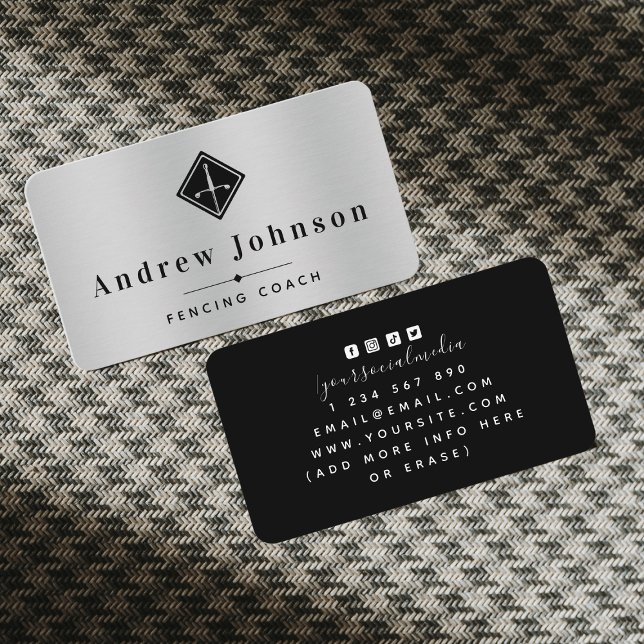 Modern Fencing Logo Coach Instructor Fencer Sports Business Card (Creator Uploaded)