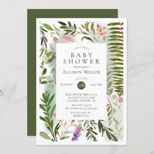 Modern Fern Greenery Baby Shower Invitation