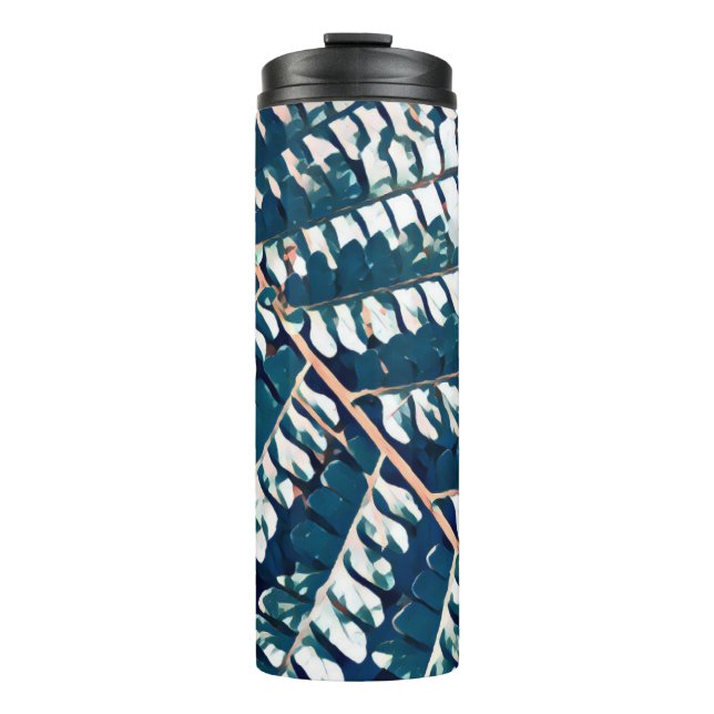 Modern fern pattern with Black background Thermal  Tumbler (Front)