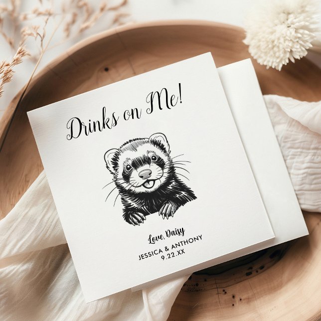 Modern Ferret Wedding Cocktail Napkins  (Creator Uploaded)