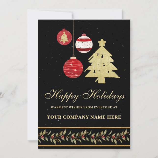 Modern Festive Business Logo Holiday Card (Front)