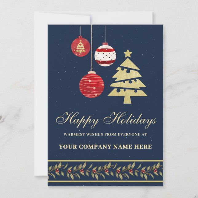 Modern Festive Business Logo Holiday Card (Front)