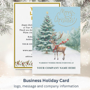 Modern Festive Business Logo QR Holiday Card