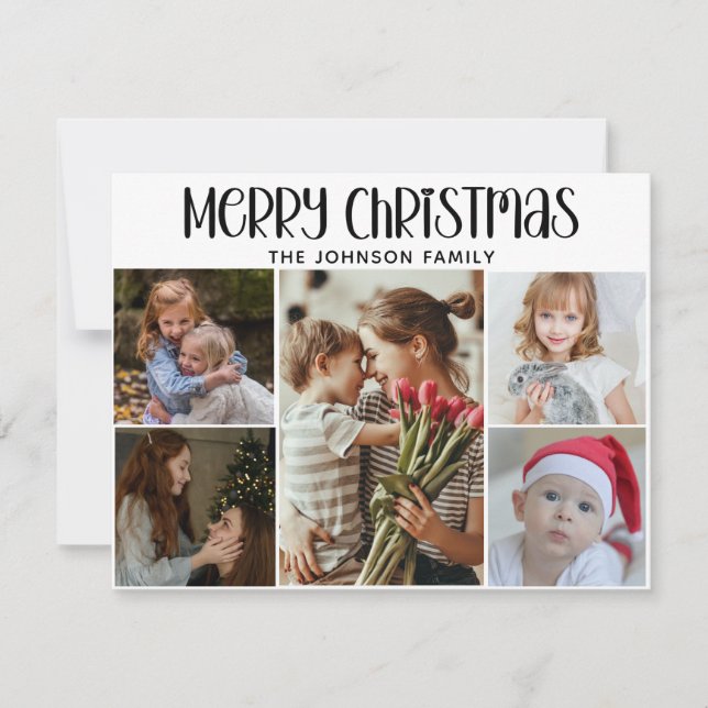 Modern Festive Casual Colourful Christmas 5 Photo  Holiday Card (Front)