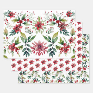 Modern Festive Christmas Botanical Holiday Wrapping Paper Sheet