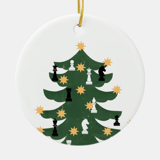 Modern Festive Christmas Chess Tree Ceramic Tree Decoration (Front)