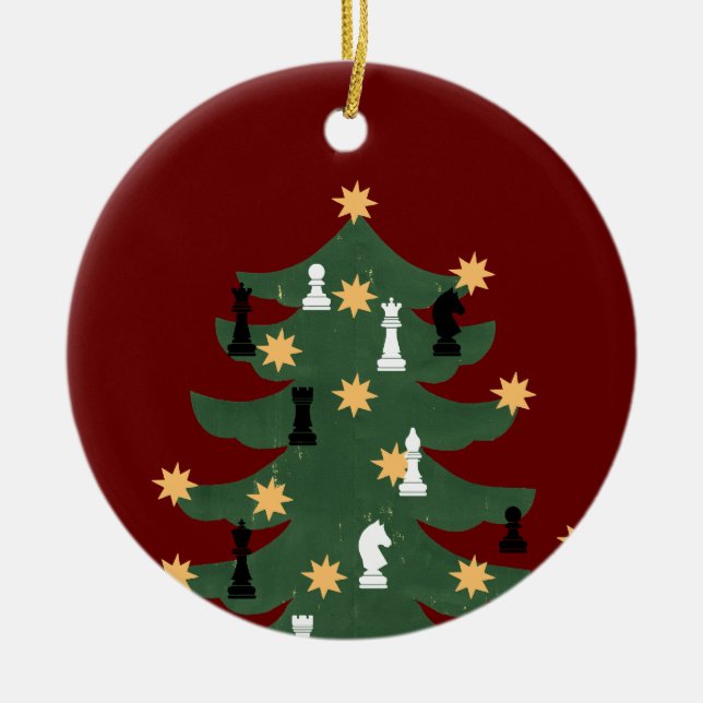 Modern Festive Christmas Chess Tree Ceramic Tree Decoration (Front)