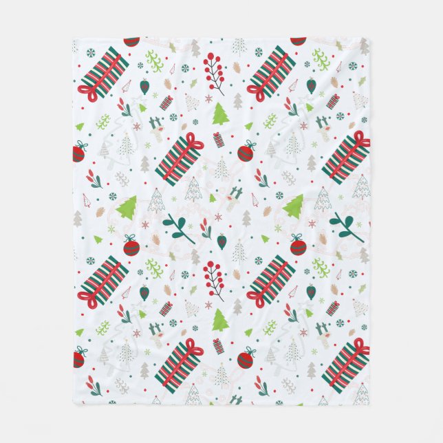 Modern Festive Christmas, Design with Reindeer  Fleece Blanket (Front)