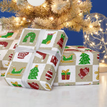 Modern Festive Christmas Grid Pattern