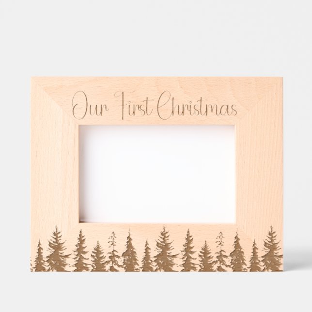 Modern Festive Christmas Tree First Christmas Etched Frames (Front)