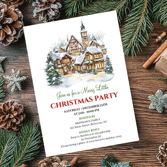 Modern festive city Christmas party dinner invite (Modern festive city Christmas party dinner invite)