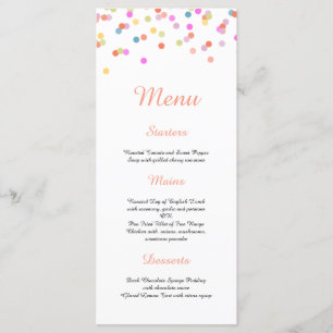 Modern Festive Confetti Wedding Menu