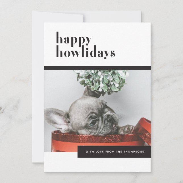 Modern Festive Dog Happy Howlidays Pet Lover Holiday Card (Front)