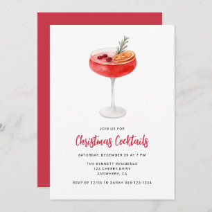 Modern Festive Drinks Christmas Cocktail Party Invitation