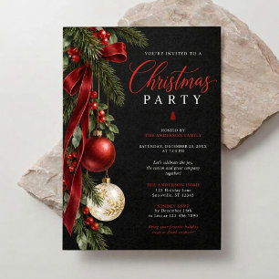 Modern Festive Evergreen Holiday Christmas Party Invitation