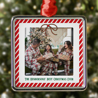 Modern Festive Family Photo Christmas Metal Tree Decoration