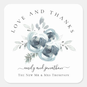 Modern Festive Florals Thank You Names Wedding Square Sticker