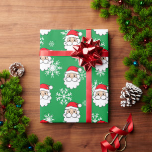 Modern Festive Funny Santa Face Christmas Wrapping Paper