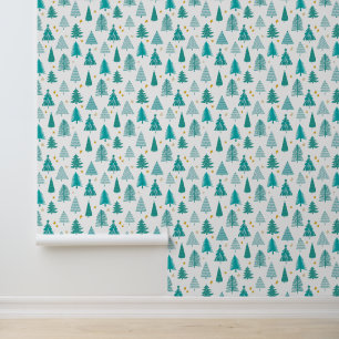 Modern Festive Green Christmas Tree Wallpaper