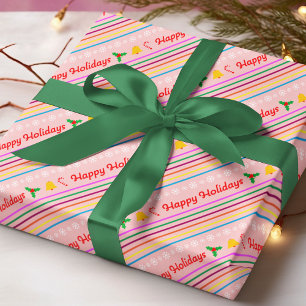 Modern Festive Happy Holidays Christmas Wrapping Paper