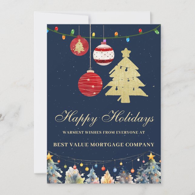 Modern Festive Logo Website Business Holiday card (Front)
