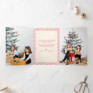 Modern Festive Photo Christmas   Tri-Fold Holiday Card