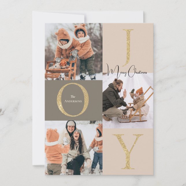 Modern Festive Photo collage Christmas Holiday Card (Front)