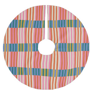 Modern Festive Plaid Striped Brushed Polyester Tree Skirt