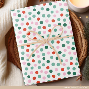 Modern Festive Polka Dot Pattern Christmas Wrapping Paper
