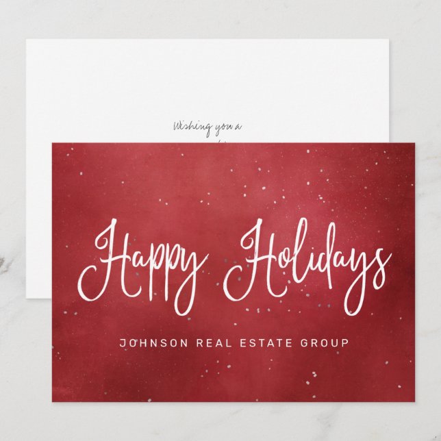 Modern Festive Red Christmas Business Holiday Card (Front/Back)