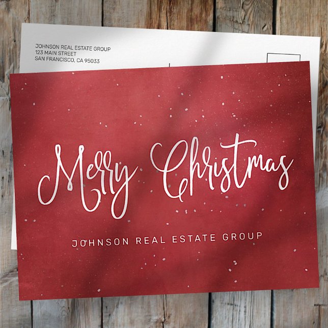 Modern Festive Red Christmas Business Holiday Postcard (Creator Uploaded)