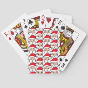 Modern Festive Santa Face Pattern  Playing Cards