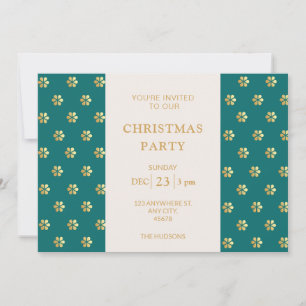 Modern Festive Teal + Gold Daisy Christmas Party Holiday Card