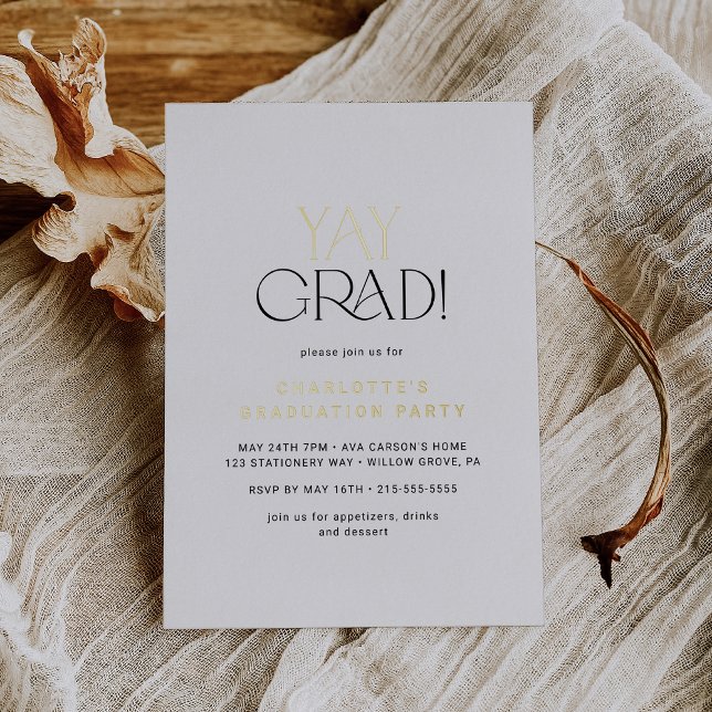 Modern Fete Gold Foil Yay Grad Graduation Party (Creator Uploaded)